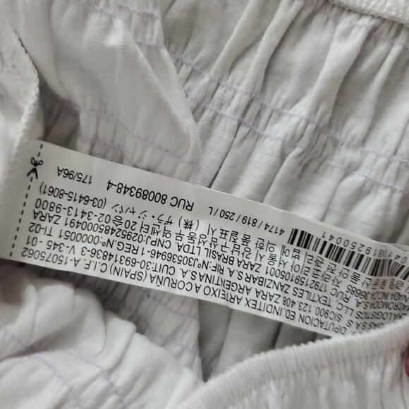 🏆027 Zara Ruffled Smocked White Crop Tank Top - Picture 6 of 6